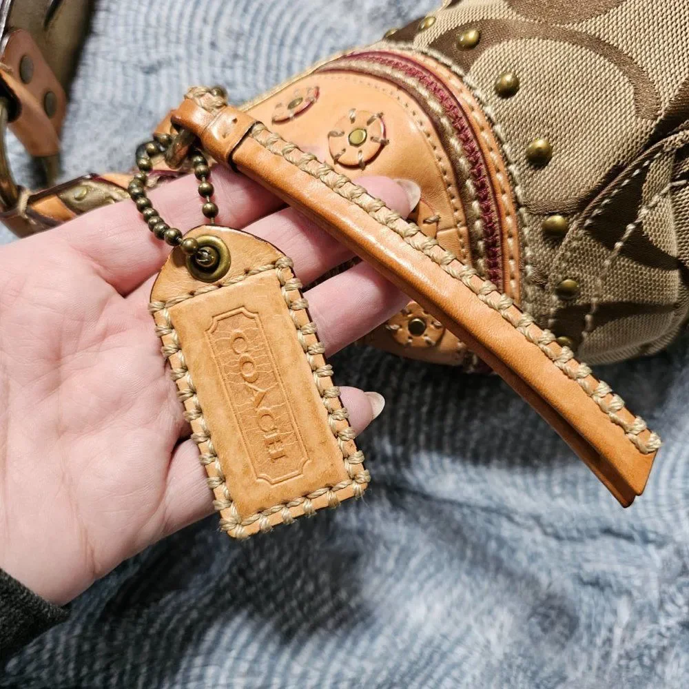 Near Vintage Coach Y2k Bohemian Soho Hobo Shoulder Bag Purse with Whipstitch - Picture 6 of 8